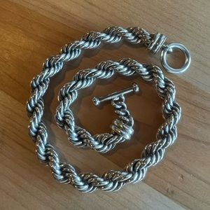 Elegant Mexican Artisan Twisted Silver Rope necklace